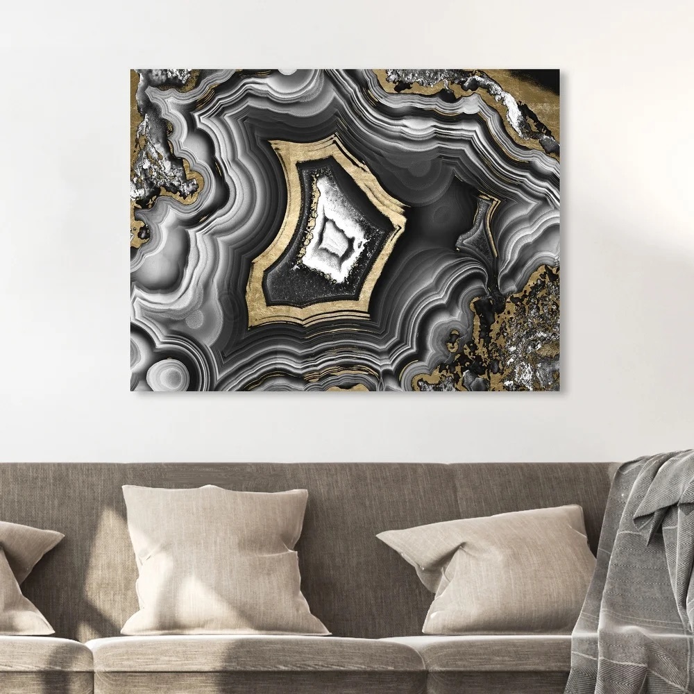 NEW $230 Oliver Gal 16x24 AdoreGeo Abstract Wall Art Print Black Gold Metallic